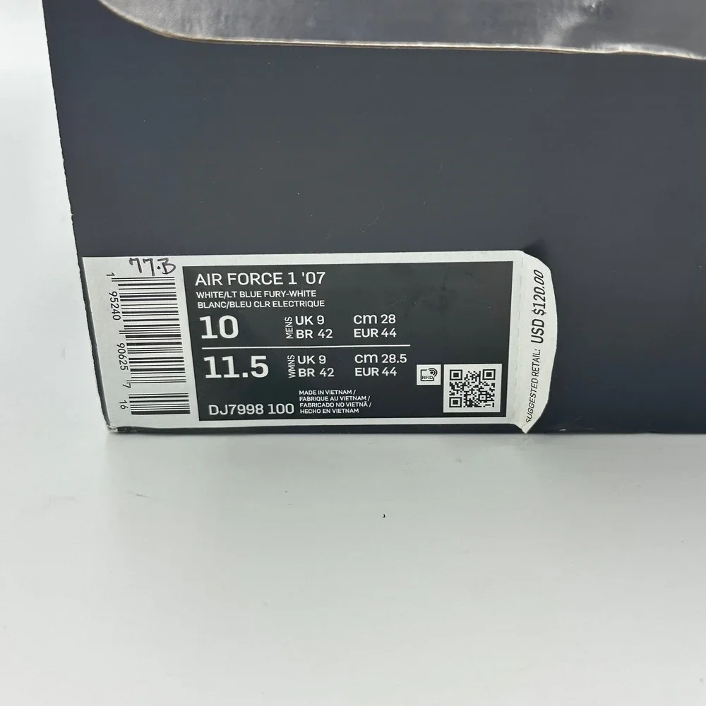 Nike Air Force 1 '07 Space Jam Men 10 White BlueFury Excellent DJ7998-100 OG Box